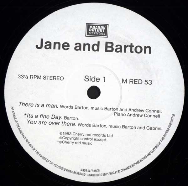 Jane and Barton - Jane and Barton - UK LP - Side A