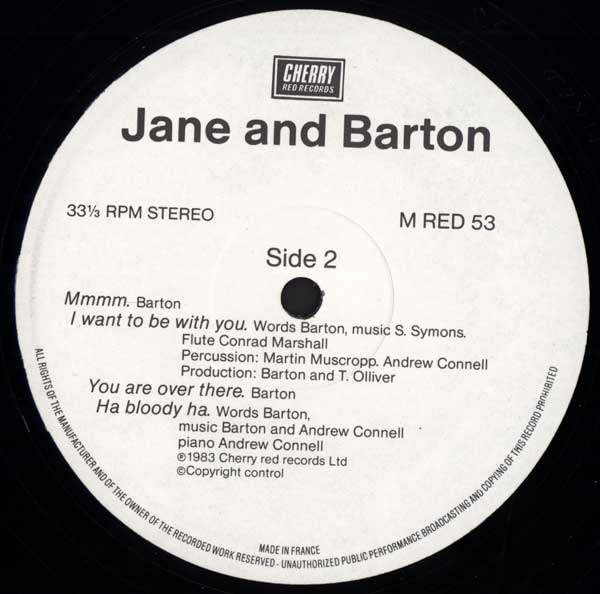 Jane and Barton - Jane and Barton - UK LP - Side B