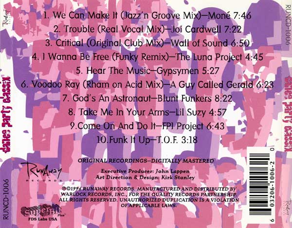 Various - Dance Party Classix - US CD - Back