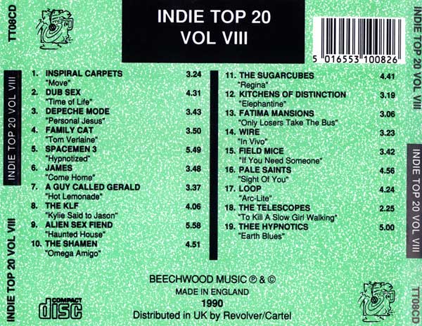 Various - Indie Top 20 Vol. VIII - UK CD - Back