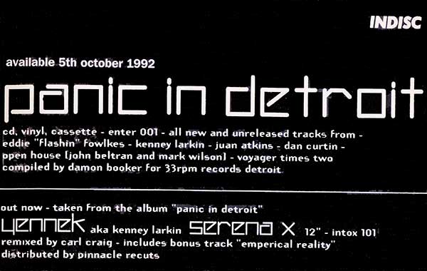 Various - Panic In Detroit - UK Advert - Mixmag (Vol. 2, Issue No. 17 - October 1992)