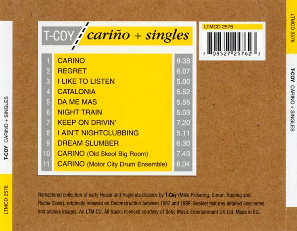 T-Coy - Cariño + Singles - UK CD - Back