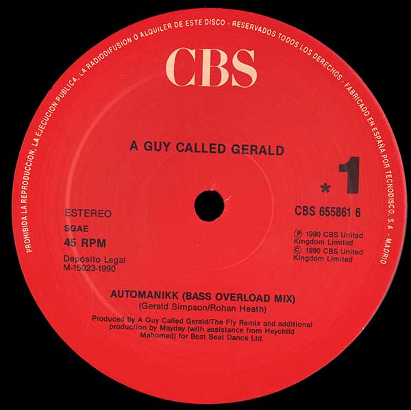 A Guy Called Gerald - Automanikk (Bass Overload Mix) - Spanish 12" Single - Side 1