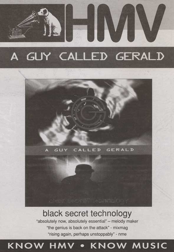A Guy Called Gerald - Black Secret Technology (Original) - Advert (NME - 25/03/1995)
