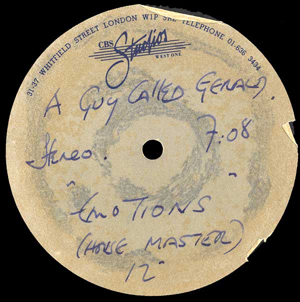 A Guy Called Gerald - Emotions Electric - UK 12" Acetate - Side A - 'Emotions (House Master) 12"'