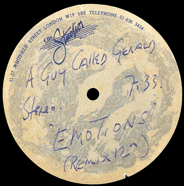 A Guy Called Gerald - Emotions Electric - UK 12" Acetate - Side B - 'Emotions (Remix 12")'