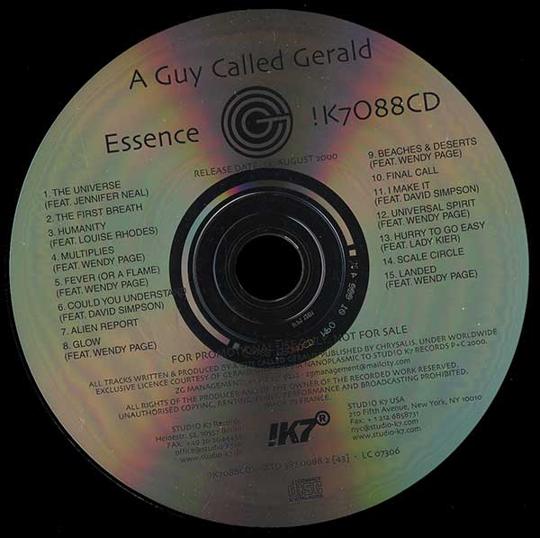 A Guy Called Gerald - Essence - French Promo CD - CD