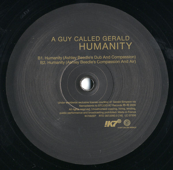 A Guy Called Gerald - Humanity - The Ashley Beedle Remixes - French 12" Single - Side B