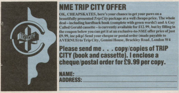 NME, Trip City Advert, 22nd December 1989