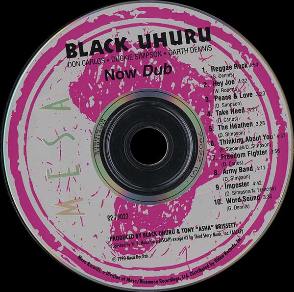 Black Uhuru - Now Dub - US CD - CD