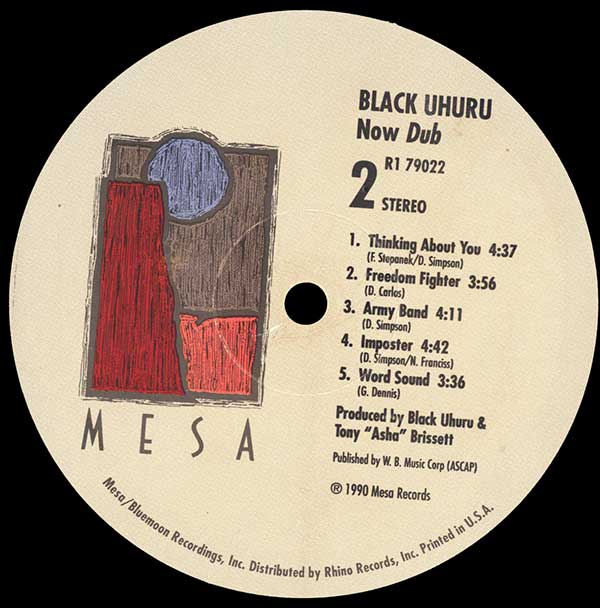 Black Uhuru - Now Dub - US LP - Side 2