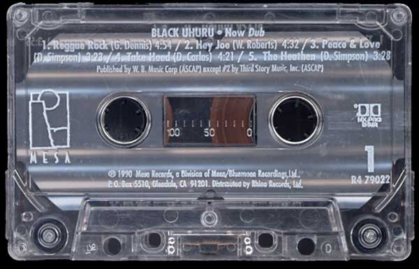 Black Uhuru - Now Dub - US Cassette - Side 1