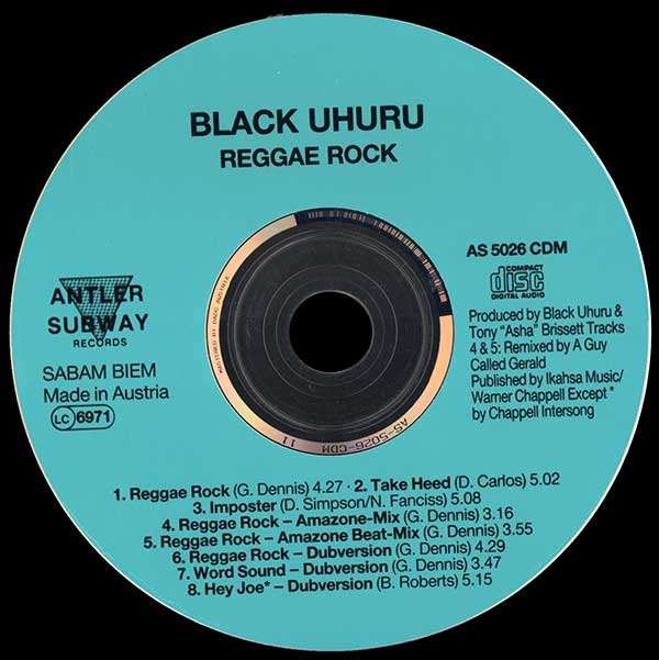 Black Uhuru - Reggae Rock - Austrian CD Single - CD