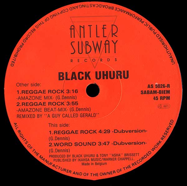 Black Uhuru - Reggae Rock - Belgian 12" Single - Side B