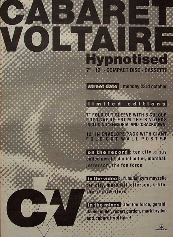 Cabaret Voltaire - Hypnotised - UK Advert - NME - 28th October 1989