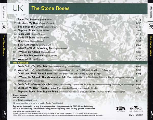 The Stone Roses - The Stone Roses - UK BMG Promo CD - Back