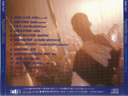 Various - Hystelic Rave - London Techno Calling - Japanese CD - Back