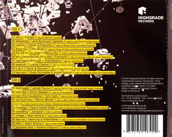 Various - Ten Years Of Highgrade - German 2xCD - Back 