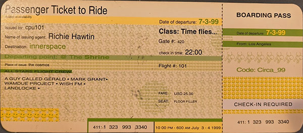 3 July: Richie Hawtin / Mark Grant / A Guy Called Gerald, Shrine Expo Hall, Los Angeles, California, USA