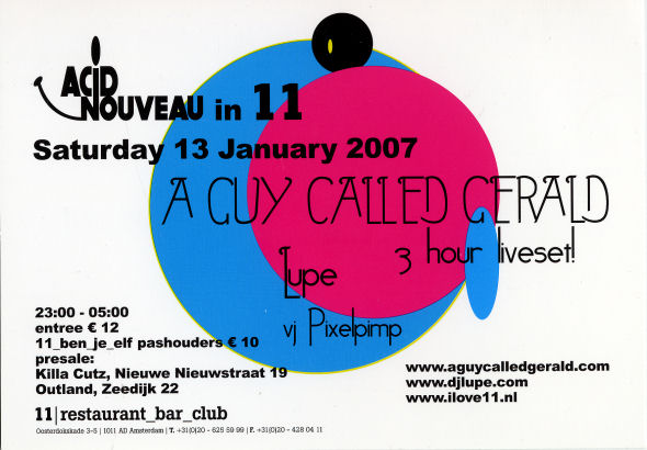 13 Jan: Acid Nouveau, Club 11, Amsterdam, The Netherlands