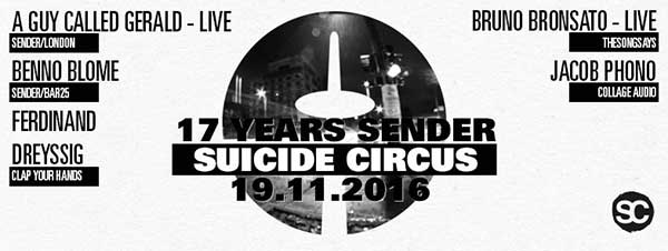 19 November: A Guy Called Gerald Live, 17 Years Sender, Suicide Circus, Berlin, Germany