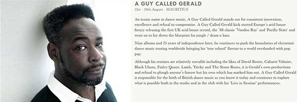 21-28 August: A Guy Called Gerald Live Sessions, Lux Hotel, Mauritius