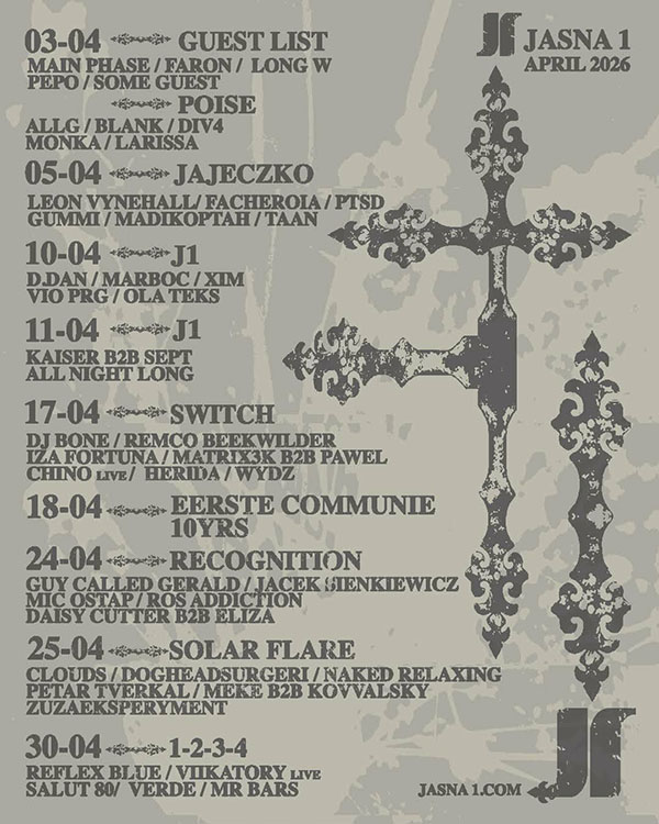 24 April: A Guy Called Gerald Live, J1 Recognitions, Jasna 1 Club, Warsaw, Poland